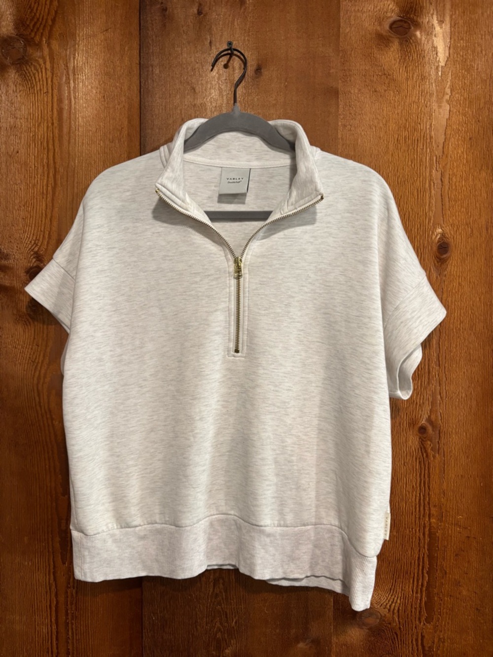Varley Ritchie Short Sleeve Half-Zip Sweatshirt Light Heather Grey DoubleSoft S